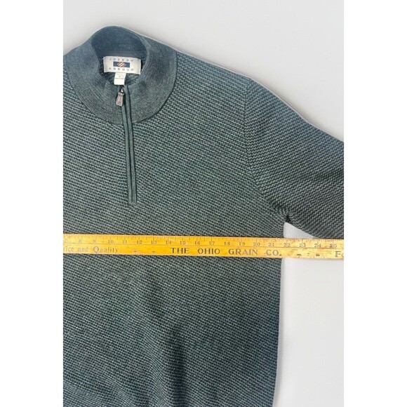 Joseph Abboud Mens L Gray Merino Wool Blend Quarter Zip Sweater Textured Knit - Picture 8 of 8